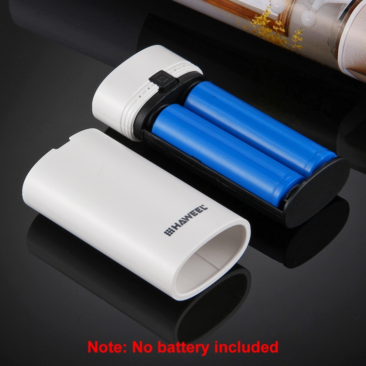 HAWEEL DIY 2x 18650 Battery (Not Included) 5600mAh Power Bank Shell Box with USB Output & Indicator(White) - 7