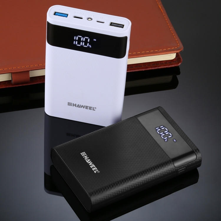 HAWEEL DIY 4x 18650 Battery (Not Included) 12000mAh Dual-way QC Charger Power Bank Shell Box with 2x USB Output & Display,  Support QC 2.0 / QC 3.0 / FCP / SFCP /  AFC / MTK / BC 1.2 / PD(Black) - 10