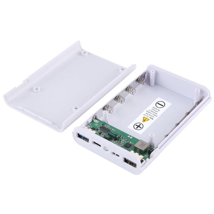 HAWEEL DIY 4x 18650 Battery (Not Included) 12000mAh Dual-way QC Charger Power Bank Shell Box with 2x USB Output & Display,  Support QC 2.0 / QC 3.0 / FCP / SFCP /  AFC / MTK / BC 1.2 / PD(White) - 1