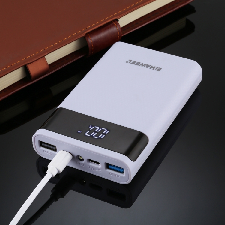 HAWEEL DIY 4x 18650 Battery (Not Included) 12000mAh Dual-way QC Charger Power Bank Shell Box with 2x USB Output & Display,  Support QC 2.0 / QC 3.0 / FCP / SFCP /  AFC / MTK / BC 1.2 / PD(White) - 8