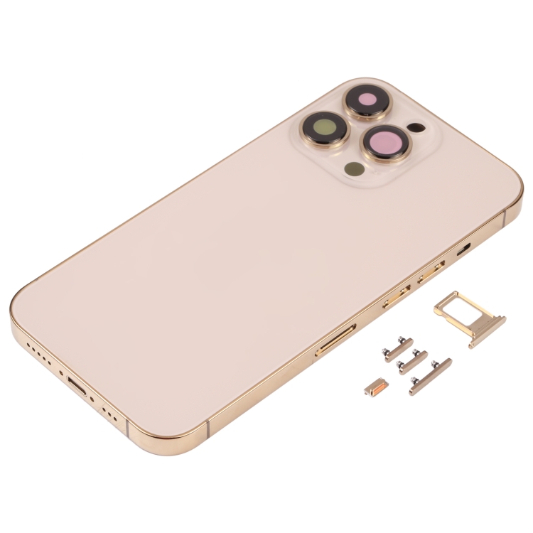 Back Housing Cover with SIM Card Tray & Side  Keys & Camera Lens for iPhone 13 Pro(Gold) - 1