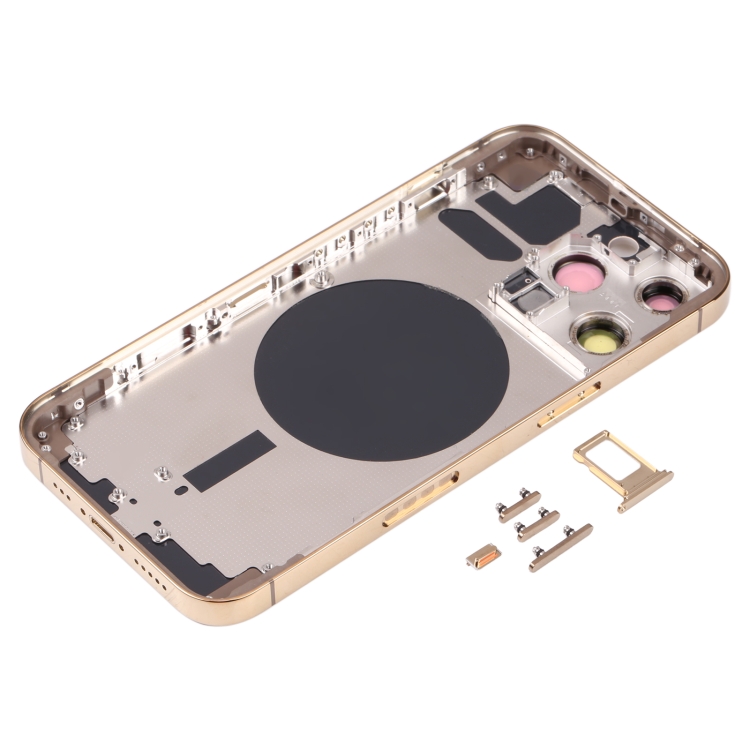 Back Housing Cover with SIM Card Tray & Side  Keys & Camera Lens for iPhone 13 Pro(Gold) - 2