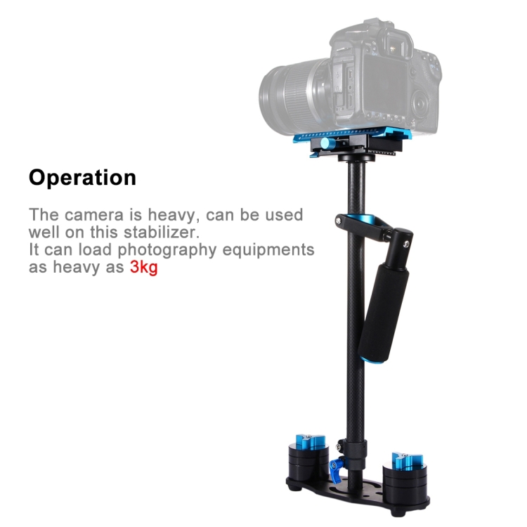 PULUZ 38.5-61cm Carbon Fibre Handheld Stabilizer for DSLR & DV Digital Video & Cameras, Load Range: 0.5-3kg(Blue) - 5