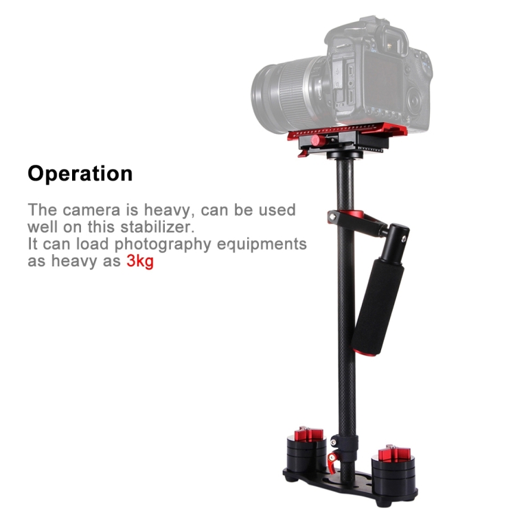 PULUZ 38.5-61cm Carbon Fibre Handheld Stabilizer for DSLR & DV Digital Video & Cameras, Load Range: 0.5-3kg(Red) - 5