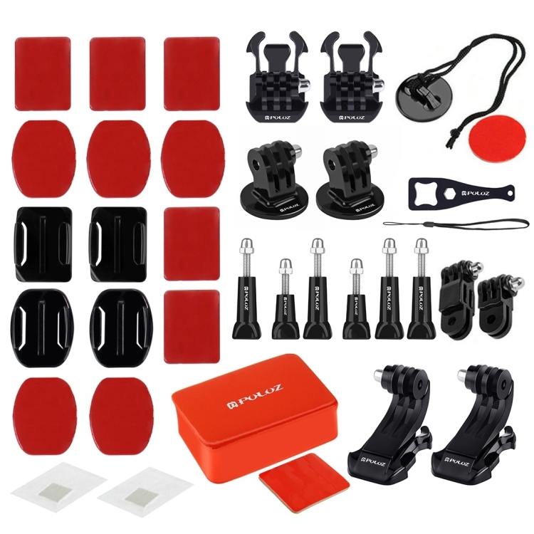 PULUZ 53 in 1 Accessories Total Ultimate Combo Kits with EVA Case (Chest Strap + Suction Cup Mount + 3-Way Pivot Arms + J-Hook Buckle + Wrist Strap + Helmet Strap + Extendable Monopod + Surface Mounts + Tripod Adapters + Storage Bag + Handlebar Mount) for GoPro HERO10 Black / GoPro HERO9 Black / HERO8 Black / HERO7 /6 /5 /5 Session /4 Session /4 /3+ /3 /2 /1, DJI Osmo Action and Other Action Cameras - 13