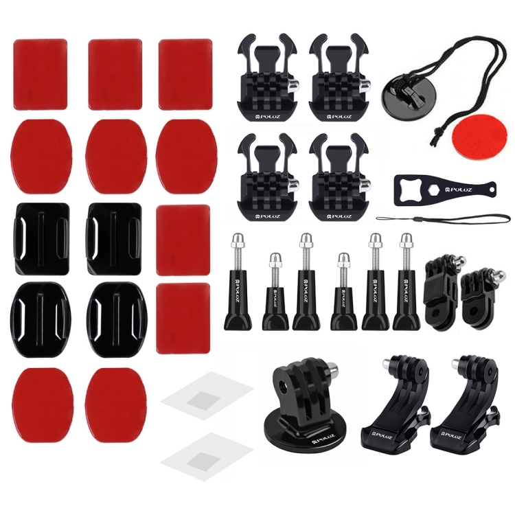 PULUZ 45 in 1 Accessories Ultimate Combo Kits with EVA Case (Chest Strap + Suction Cup Mount + 3-Way Pivot Arms + J-Hook Buckle + Wrist Strap + Helmet Strap + Surface Mounts + Tripod Adapter + Storage Bag + Handlebar Mount + Wrench) for GoPro HERO10 Black / HERO9 Black / HERO8 Black / HERO7 /6 /5 /5 Session /4 Session /4 /3+ /3 /2 /1, DJI Osmo Action and Other Action Cameras - 9