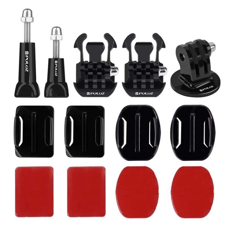 PULUZ 24 in 1 Bike Mount Accessories Combo Kits (Wrist Strap + Helmet Strap + Extension Arm + Quick Release Buckles + Surface Mounts + Adhesive Stickers + Tripod Adapter + Storage Bag + Handlebar Mount + Screws) for GoPro HERO10 Black / HERO9 Black / HERO8 Black / HERO7 /6 /5 /5 Session /4 Session /4 /3+ /3 /2 /1, DJI Osmo Action and Other Action Cameras - 9
