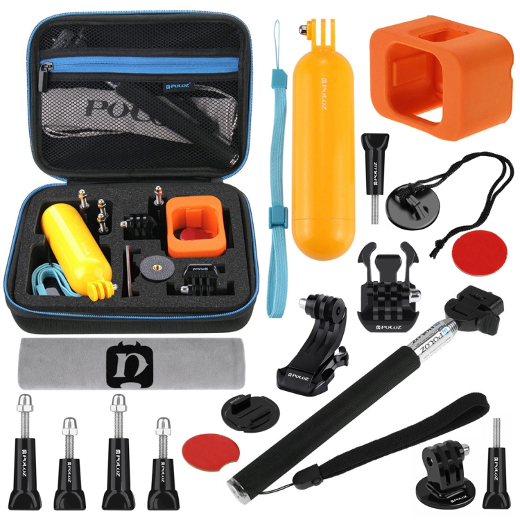 PULUZ 18 in 1 Accessories Combo Kits with EVA Case (Extendable Monopod + Bobber Hand Grip + Quick Release Buckle + J-Hook Buckle Mount + Floating Cover + Surf Board Mount + Screws + Safety Tethers Strap + Storage Bag) for GoPro HERO5 Session /4 Session / Session - 1
