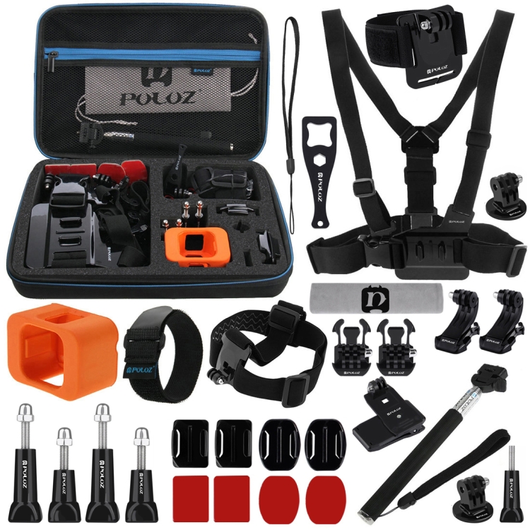 PULUZ 29 in 1 Accessories Combo Kits with EVA Case (Chest Strap + Head Strap + Wrist Strap + Floating Cover + Surface Mounts + Backpack Rec-mount + J-Hook Buckles + Extendable Monopod + Tripod Adapter + Quick Release Buckles + Storage Bag + Wrench) for GoPro HERO5 Session /4 Session / Session - 1