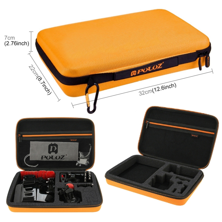 PULUZ 45 in 1 Accessories Ultimate Combo Kits with Orange EVA Case (Chest Strap + Suction Cup Mount + 3-Way Pivot Arms + J-Hook Buckle + Wrist Strap + Helmet Strap + Surface Mounts + Tripod Adapter + Storage Bag + Handlebar Mount + Wrench) for GoPro HERO10 Black / HERO9 Black / HERO8 Black / HERO7 /6 /5 /5 Session /4 Session /4 /3+ /3 /2 /1, DJI Osmo Action and Other Action Cameras - 10