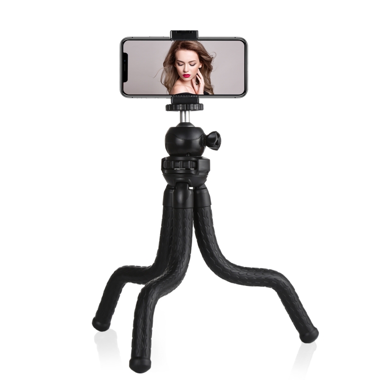 PULUZ Mini Octopus Flexible Tripod Holder with Ball Head & Phone Clamp + Tripod Mount Adapter & Long Screw for SLR Cameras, GoPro, Cellphone, Size: 30cmx5cm - 1