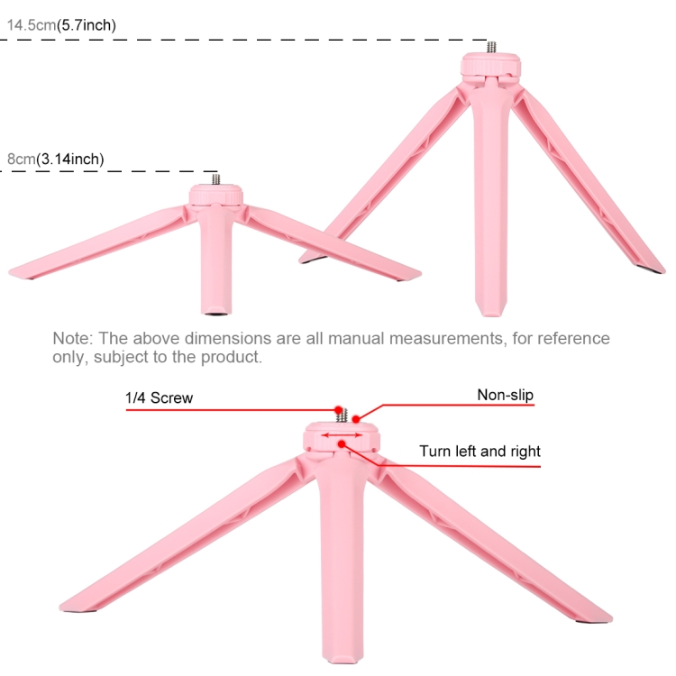 PULUZ 10.2 inch 26cm Light + Desktop Tripod Mount USB 3 Modes Dimmable Dual Color Temperature LED Curved Diffuse Light Ring Vlogging Selfie Photography Video Lights with Phone Clamp(Pink) - 3