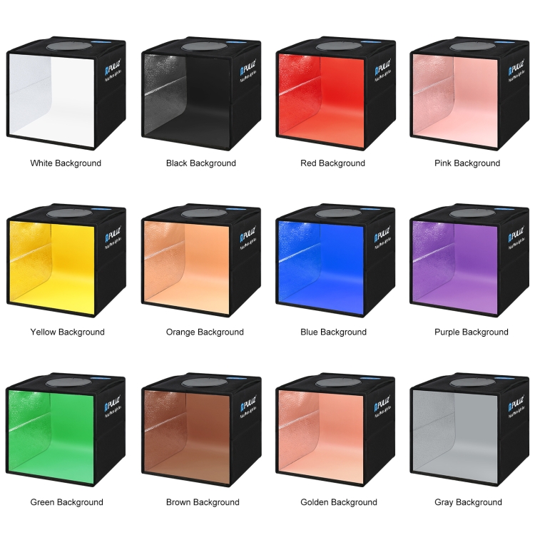 PULUZ 25cm Folding Portable High CRI Ring LED Photo Lighting Studio Tent Box + Shadowless Light Lamp Panel Pad with 12 Colors Backdrops, Size: 25cm x 25cm x 25cm(Black) - 6