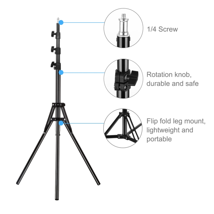 PULUZ 18 inch 46cm Ring Light + 1.8m Tripod 3 Modes Dimmable White Light LED Selfie Beauty Photography Lights Kit with Remote Control & 3 x Phone Clamps(US Plug) - 3