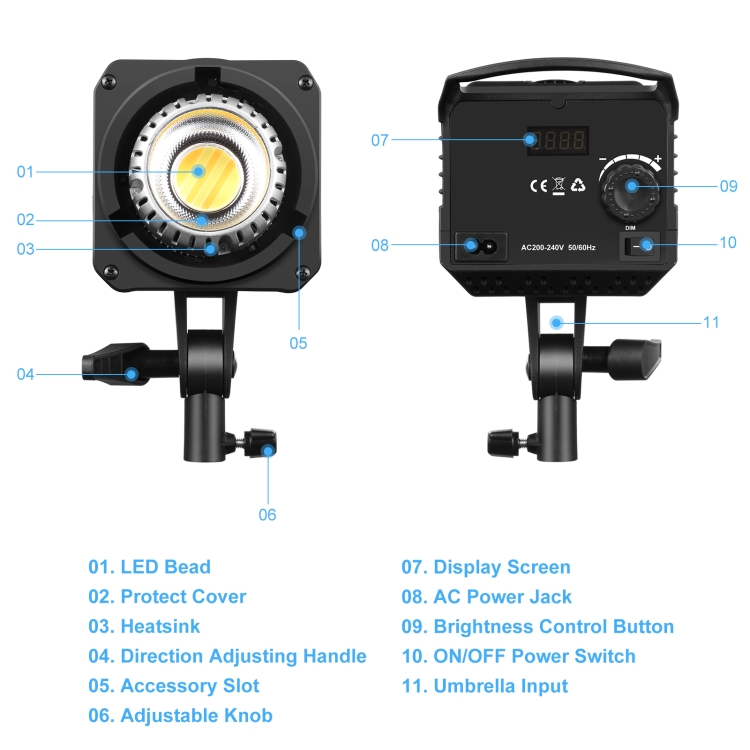 PULUZ 220V 150W 3200K-5600K Studio Video Light + 2.8m Light Holder + 65cm Foldable Lantern Softbox Photography Kit(US Plug) - 3
