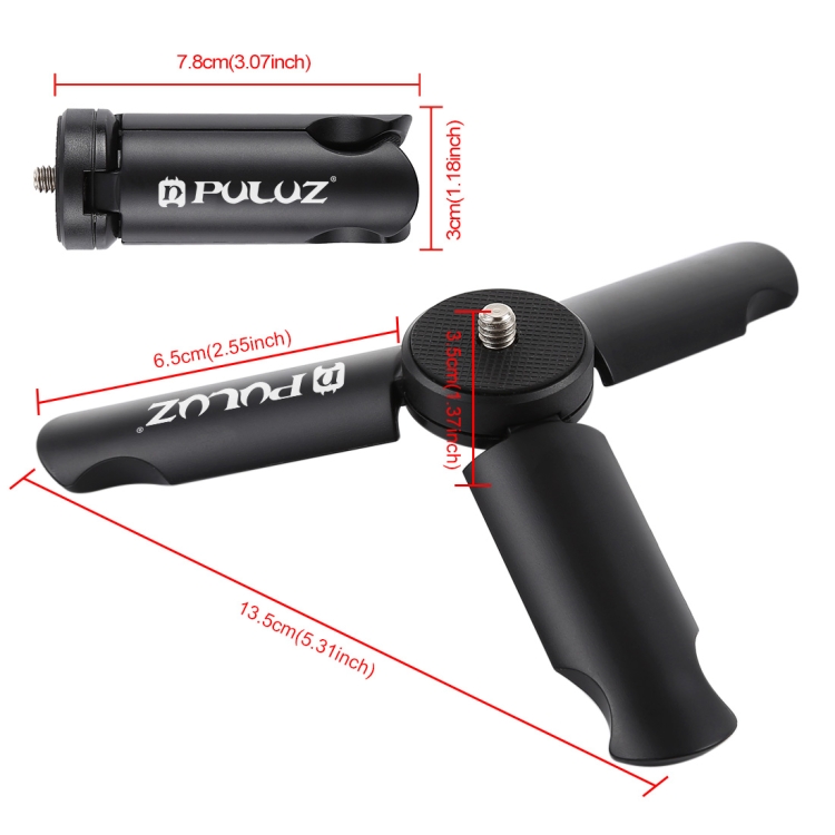PULUZ Folding Plastic Tripod + Aluminum Alloy Clamp Bracket with Cold Shoe for iPhone, Galaxy, Huawei, Xiaomi, Sony, HTC, Google and other Smartphones - 7