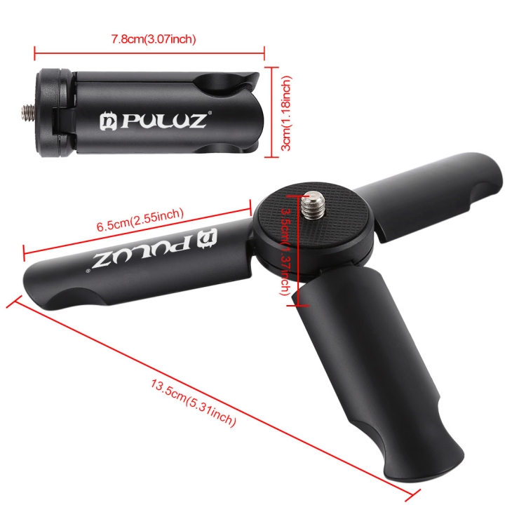 PULUZ  Folding Plastic Tripod + Phone Mount Metal Clamp for GoPro HERO Action Cameras and Cell Phones - 4