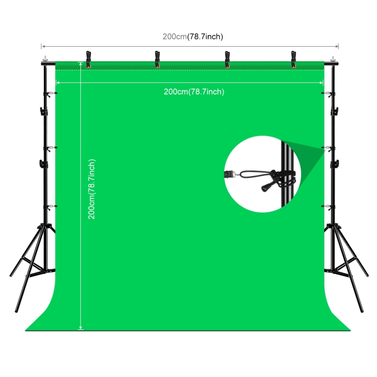 PULUZ 2x2m Photo Studio Background Support Stand Backdrop Crossbar Bracket Kit with Red / Blue / Green Backdrops - 1