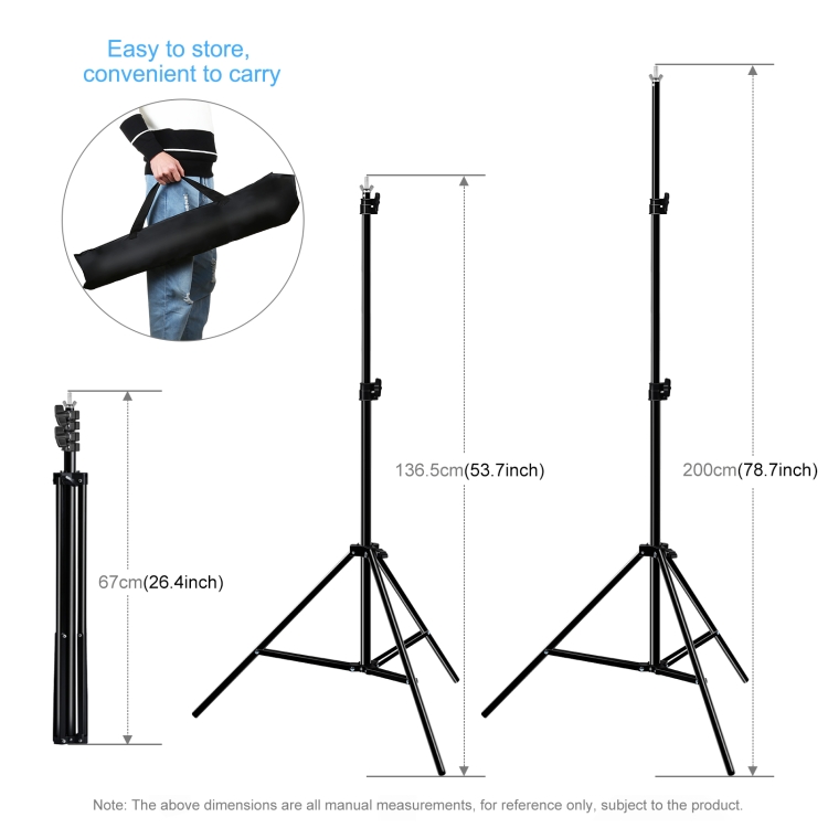 PULUZ 2.9x2m Photo Studio Background Support Stand Backdrop Crossbar Bracket Kit with Red / Blue / Green Polyester Backdrops - 2