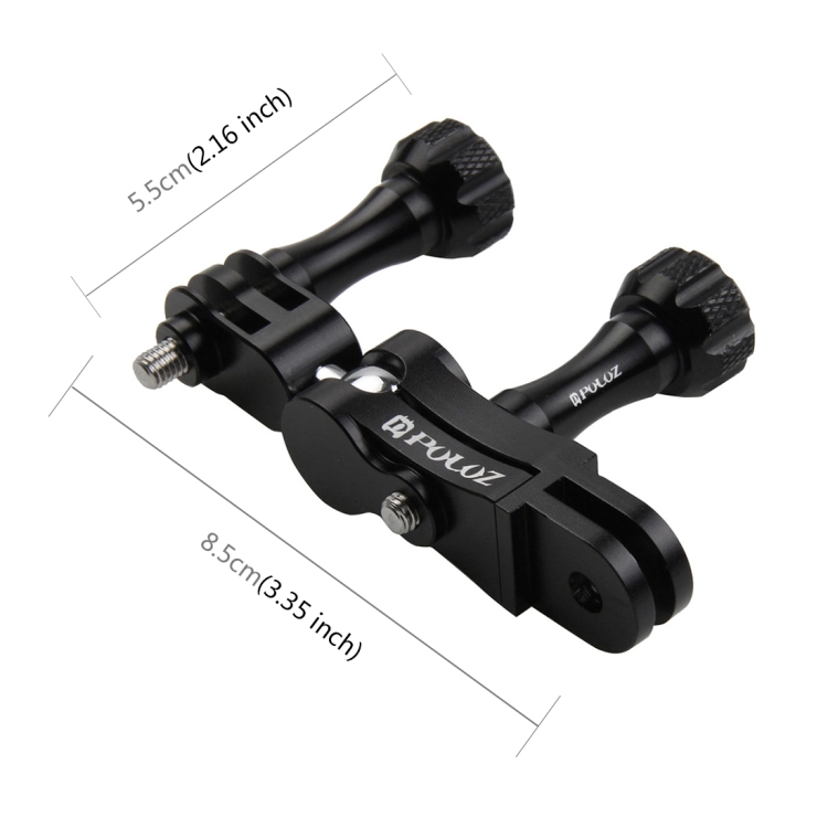 PULUZ CNC Aluminum Ball Joint Mount with 2 Long Screws for GoPro Hero11 Black / HERO10 Black /9 Black /8 Black /7 /6 /5 /5 Session /4 Session /4 /3+ /3 /2 /1, DJI Osmo Action and Other Action Cameras(Black) - 2