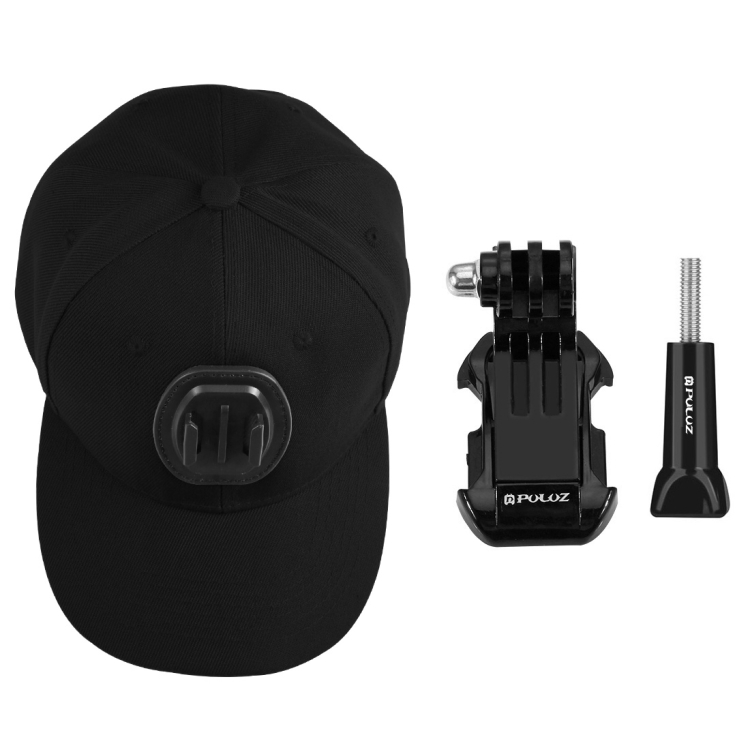 PULUZ Baseball Hat with J-Hook Buckle Mount & Screw for GoPro Hero11 Black / HERO10 Black / HERO9 Black /HERO8 / HERO7 /6 /5 /5 Session /4 Session /4 /3+ /3 /2 /1 / Max, DJI OSMO Action and Other Action Cameras(Black) - 10