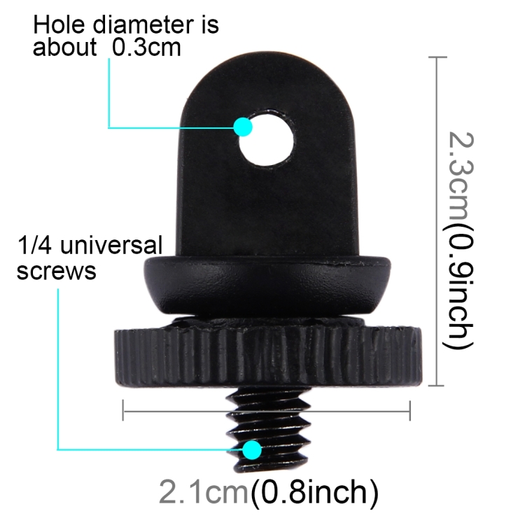 PULUZ Mini Size 1/4 inch Screw Tripod Mount Adapter for for GoPro Hero11 Black / HERO10 Black /9 Black /8 Black /7 /6 /5 /5 Session /4 Session /4 /3+ /3 /2 /1, DJI Osmo Action and Other Action Cameras, 3.9mm Diameter Screw Hole, 2.2cm Diameter - 3