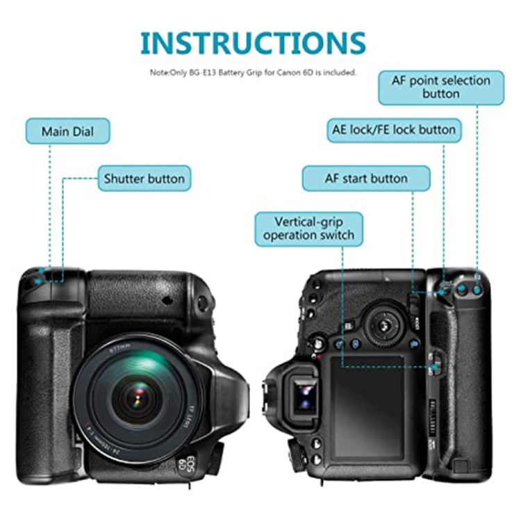 PULUZ Vertical Camera Battery Grip for Canon EOS 6D Mark II - 3