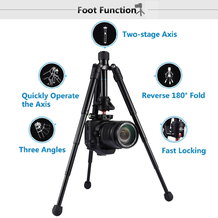 PULUZ  Pocket Mini Microspur Photos Magnesium Alloy Tripod Mount with 360 Degree Ball Head  for DSLR &  Digital Camera, Adjustable Height: 24.5-57cm, Load Max: 3kg - 3