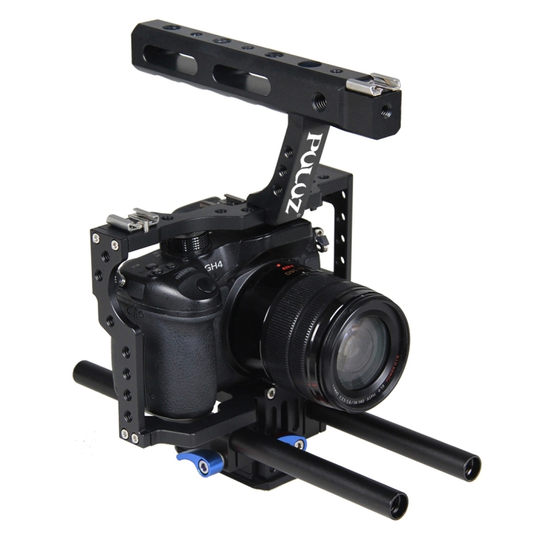 PULUZ Camera Cage Handle Stabilizer for Sony A7 & A7S & A7R, A7 II & A7R II & A7S II, A7R III & A7S III, A7R IV, A6000, A6500, A6300, Panasonic Lumix DMC-GH4(Blue) - 3