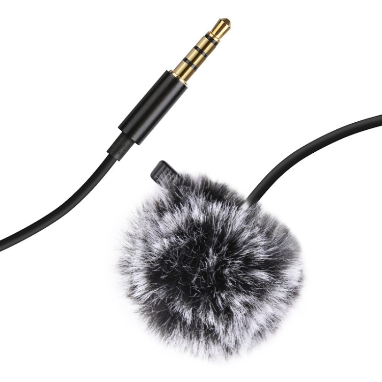 PULUZ 3m 3.5mm Jack Lavalier Wired Condenser Recording Microphone with Fur Windscreen Cap - 1