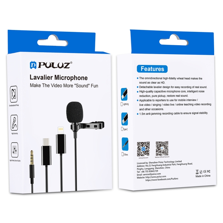 PULUZ 3m 3.5mm Jack Lavalier Wired Condenser Recording Microphone with Fur Windscreen Cap - 11