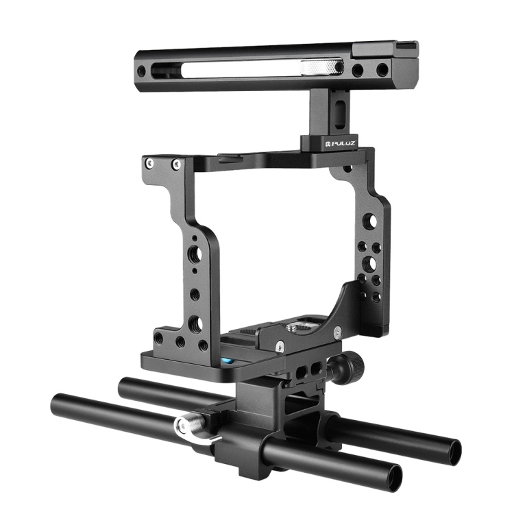 PULUZ Video Camera Cage Stabilizer with Handle & Rail Rod for Nikon Z6 / Z7(Black) - 1
