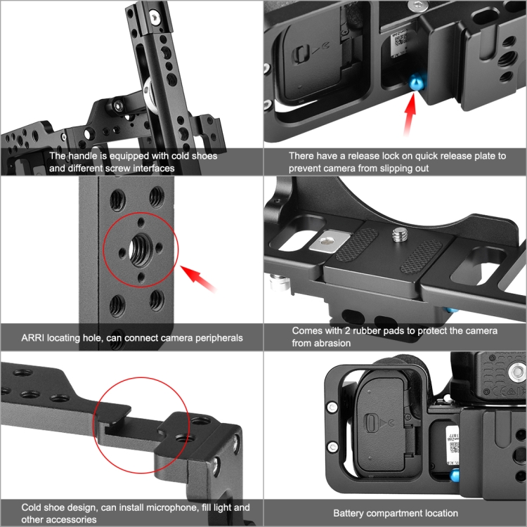 PULUZ Video Camera Cage Stabilizer with Handle & Rail Rod for Nikon Z6 / Z7(Black) - 3