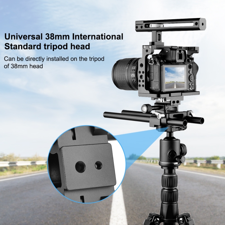 PULUZ Video Camera Cage Stabilizer with Handle & Rail Rod for Nikon Z6 / Z7(Black) - 4