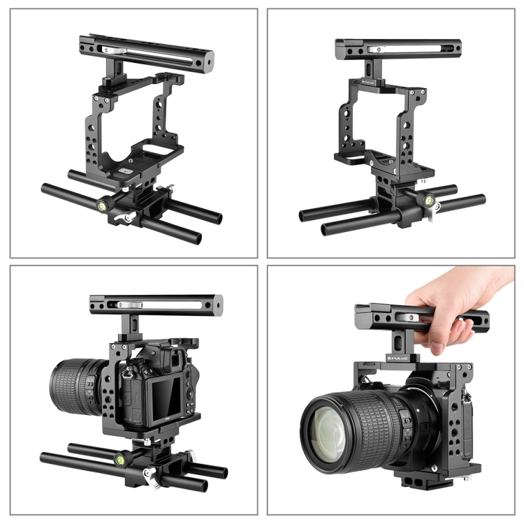PULUZ Video Camera Cage Stabilizer with Handle & Rail Rod for Nikon Z6 / Z7(Black) - 8