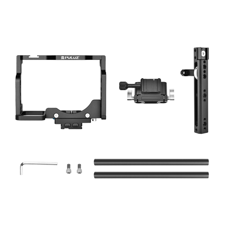 PULUZ Video Camera Cage Stabilizer with Handle & Rail Rod for Nikon Z6 / Z7(Black) - 9