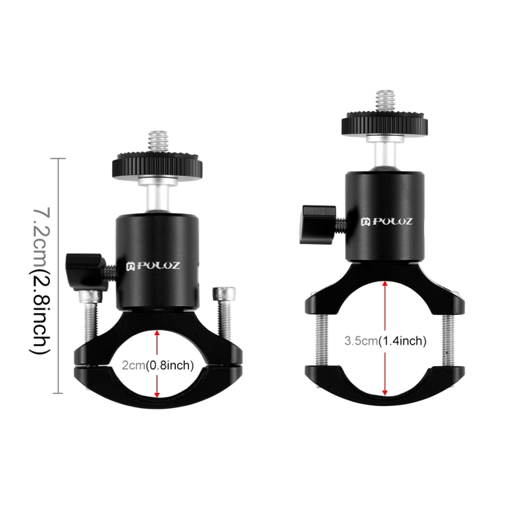 PULUZ Bike Aluminum Handlebar Tripod Ball Head Adapter Mount for GoPro HERO10 Black / HERO9 Black / HERO8 Black /7 /6 /5 /5 Session /4 Session /4 /3+ /3 /2 /1, DJI Osmo Action, Xiaoyi and Other Action Cameras - 3