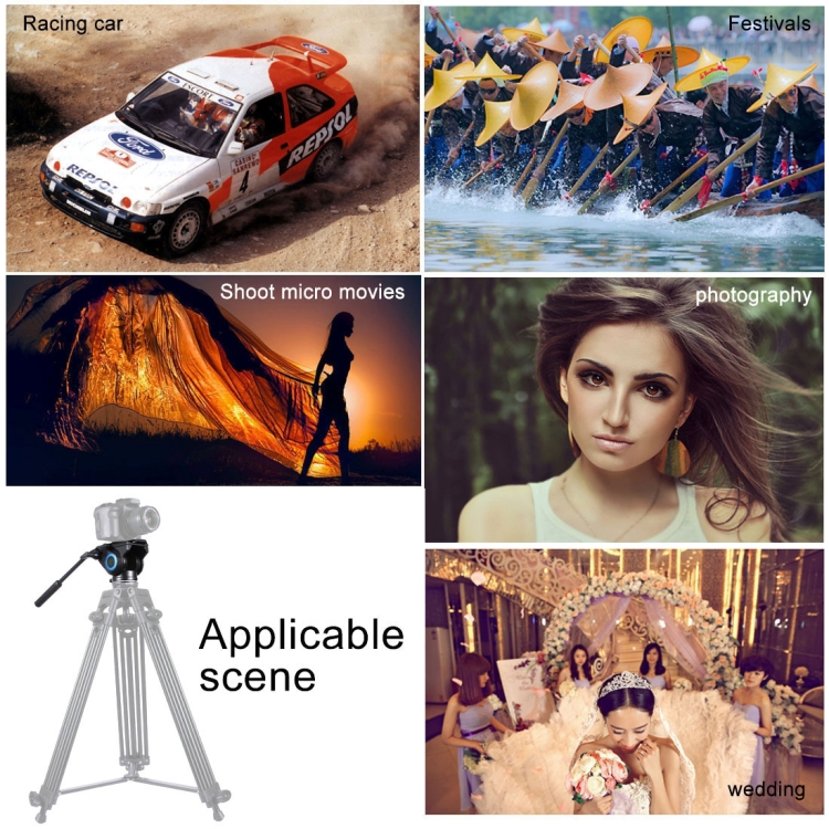 PULUZ  Heavy Duty Video Camera Tripod Action Fluid Drag Head with Sliding Plate for DSLR & SLR Cameras, Large Size(Gold) - 12