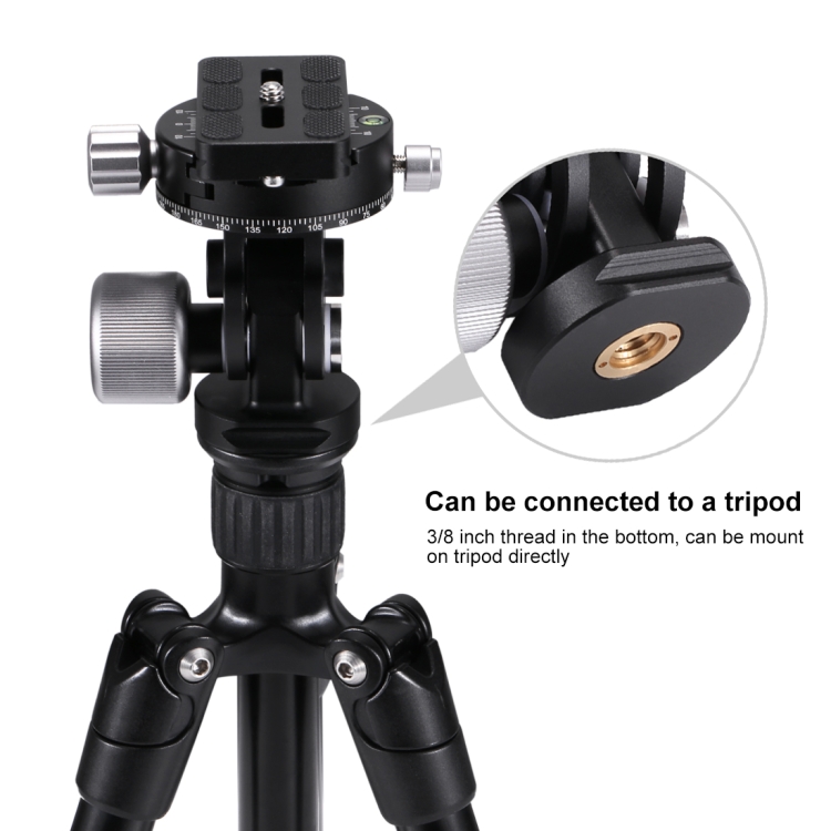 PULUZ 2-Way Pan/Tilt Tripod Head Panoramic Photography Head with Quick Release Plate & 3 Bubble Level - 9