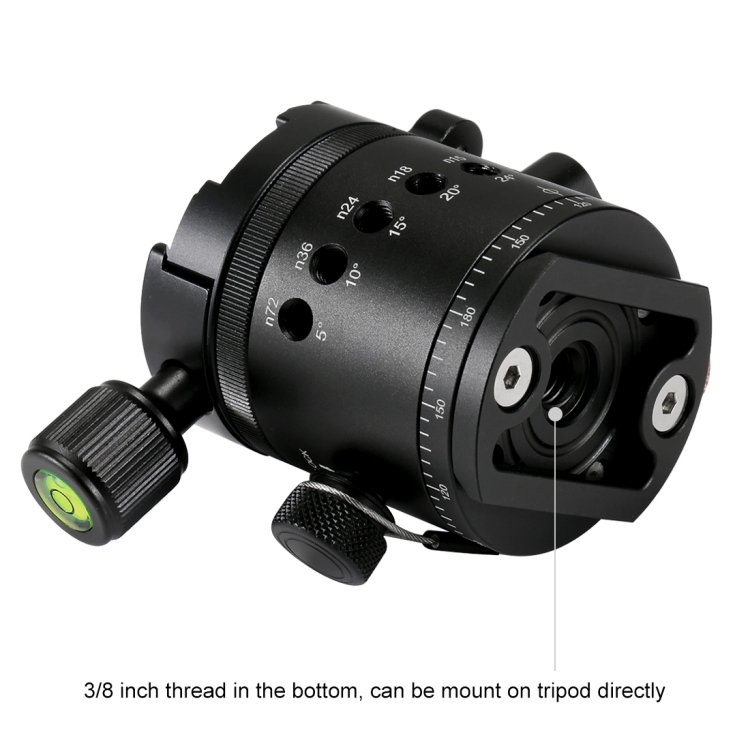 PULUZ Aluminum Alloy Panoramic 360 Degree Indexing Rotator Ball Head with Quick Release Plate for Camera Tripod Head - 4