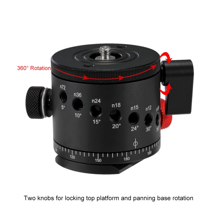 PULUZ Aluminum Alloy Panoramic Indexing Rotator Ball Head  for Camera Tripod Head - 3