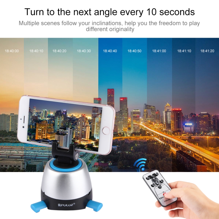 PULUZ Electronic 360 Degree Rotation Panoramic Head with Remote Controller for Smartphones, GoPro, DSLR Cameras(Blue) - 12