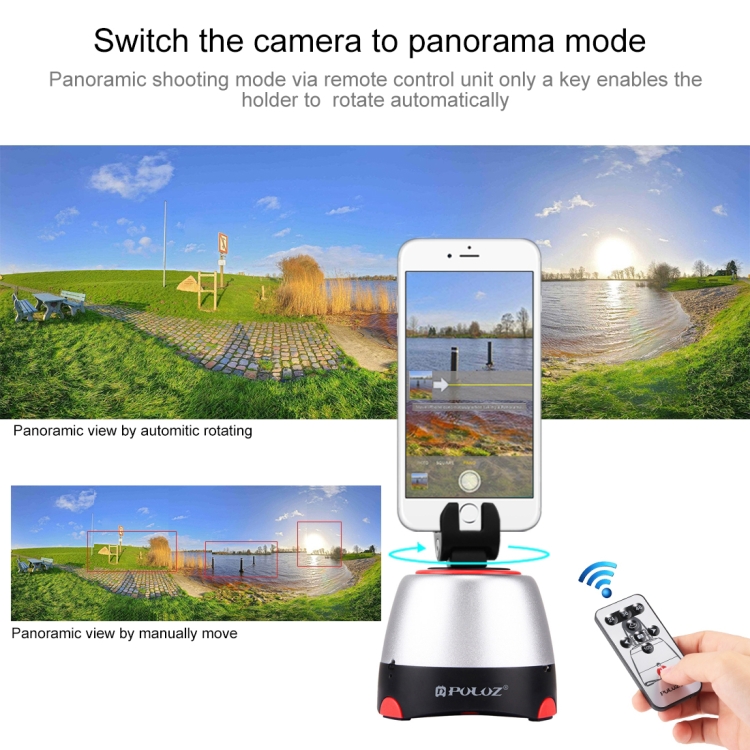 PULUZ Electronic 360 Degree Rotation Panoramic Head with Remote Controller for Smartphones, GoPro, DSLR Cameras(Red) - 11