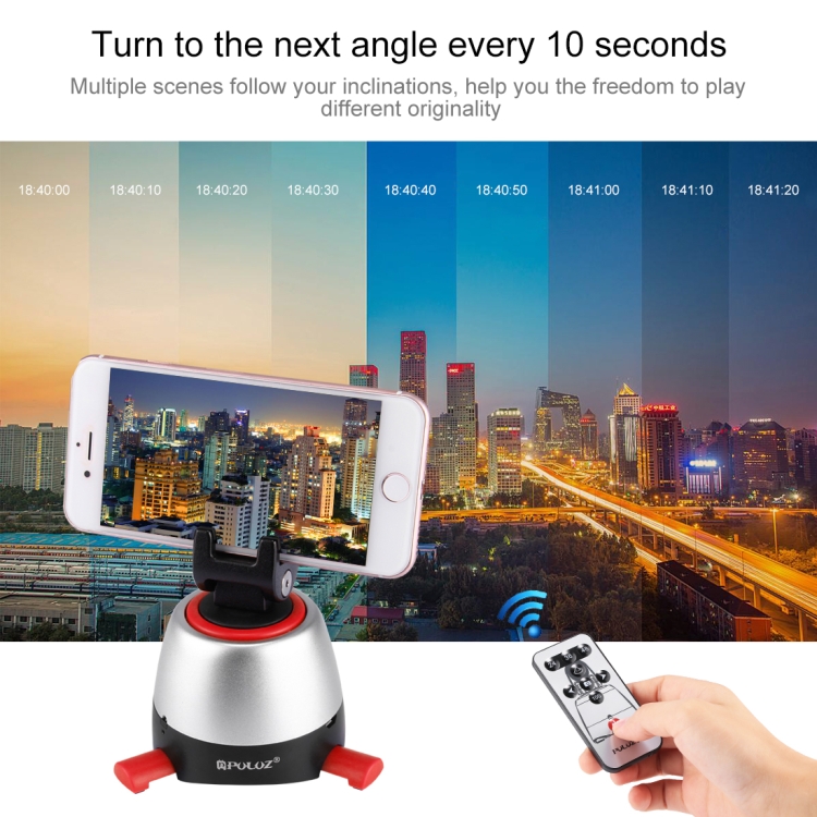 PULUZ Electronic 360 Degree Rotation Panoramic Head with Remote Controller for Smartphones, GoPro, DSLR Cameras(Red) - 12