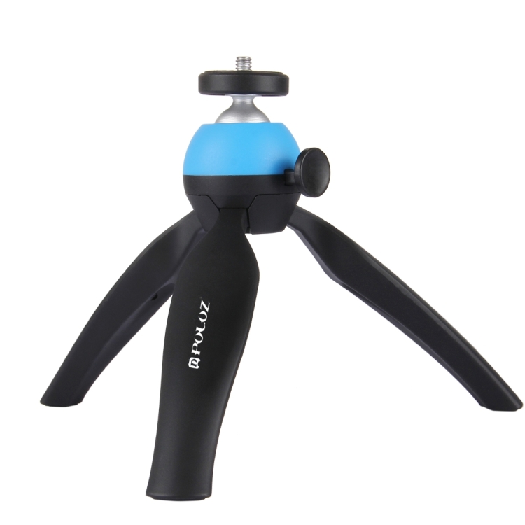 [US Warehouse] PULUZ Pocket Mini Tripod Mount with 360 Degree Ball Head for Smartphones, GoPro, DSLR Cameras(Blue) - 1