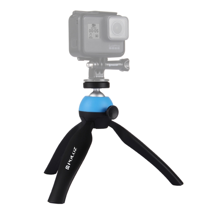 [US Warehouse] PULUZ Pocket Mini Tripod Mount with 360 Degree Ball Head for Smartphones, GoPro, DSLR Cameras(Blue) - 4