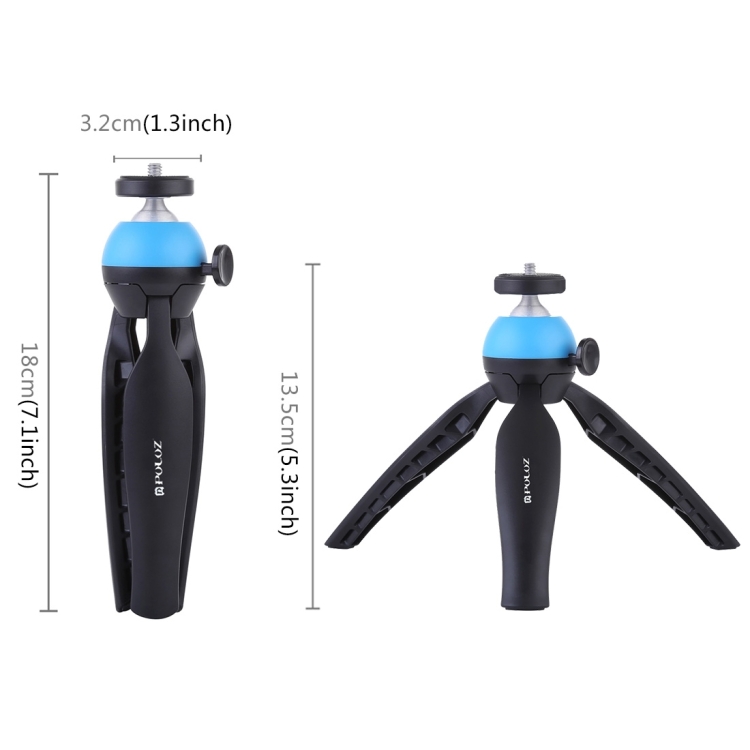 PULUZ Pocket Mini Tripod Mount with 360 Degree Ball Head for Smartphones, GoPro, DSLR Cameras(Blue) - 2