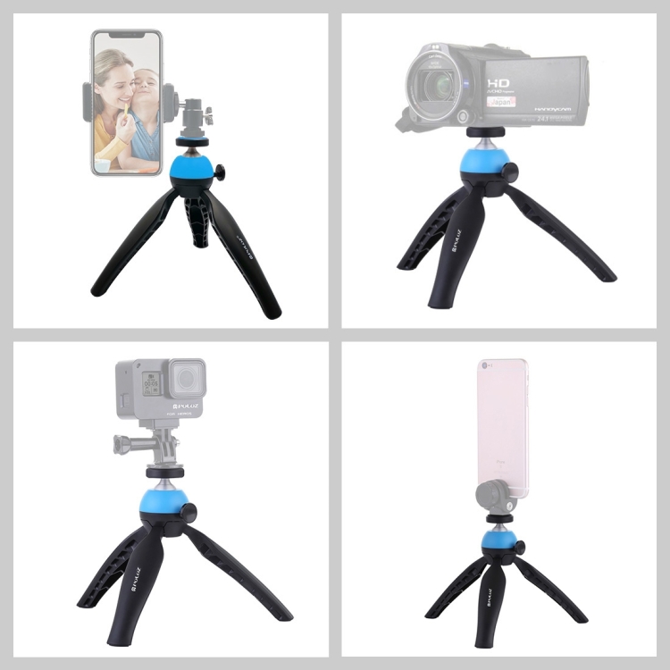 PULUZ Pocket Mini Tripod Mount with 360 Degree Ball Head for Smartphones, GoPro, DSLR Cameras(Blue) - 3