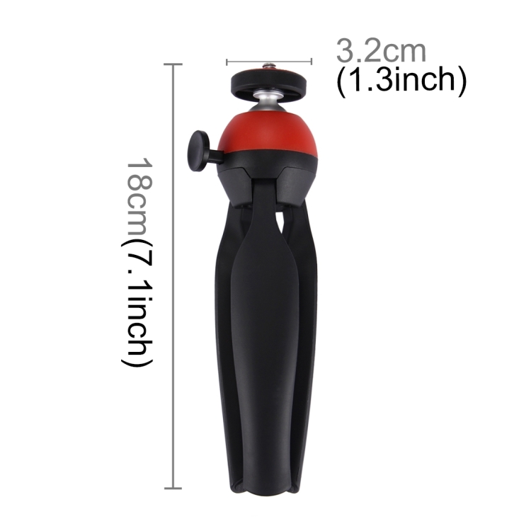 [US Warehouse] PULUZ Pocket Mini Tripod Mount with 360 Degree Ball Head for Smartphones, GoPro, DSLR Cameras(Red) - 3