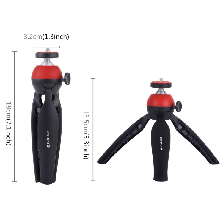 PULUZ Pocket Mini Tripod Mount with 360 Degree Ball Head for Smartphones, GoPro, DSLR Cameras(Red) - 2